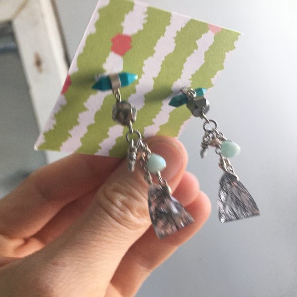 Chan Luu sliced quartz tourquoise earrings - Picture 3 of 12